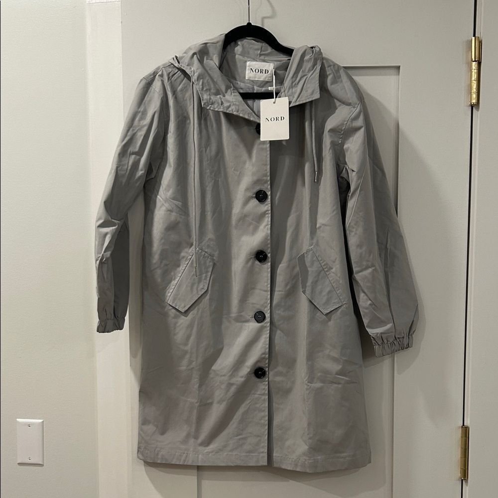 Nord Gray Hooded Rain Coat, Size XS